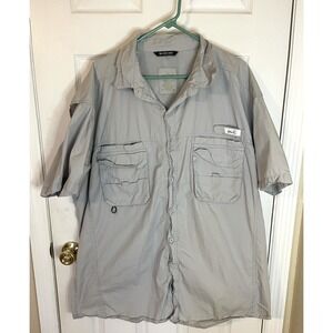 Mens Black Tip Dress Shirt XXL Tan Button Short Sleeve